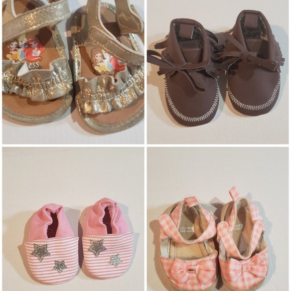 New Born to 3 Month Size Shoes Girl (5 Pairs) - Picture 1 of 8